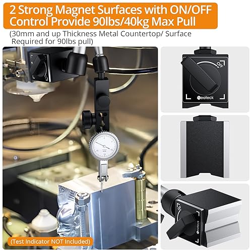 Miniatura 3 de Neoteck Soporte de base magnética de 220 lbs100 kg para indicador de marcado digital compatible con la mayoría de indicadores de dialdigital