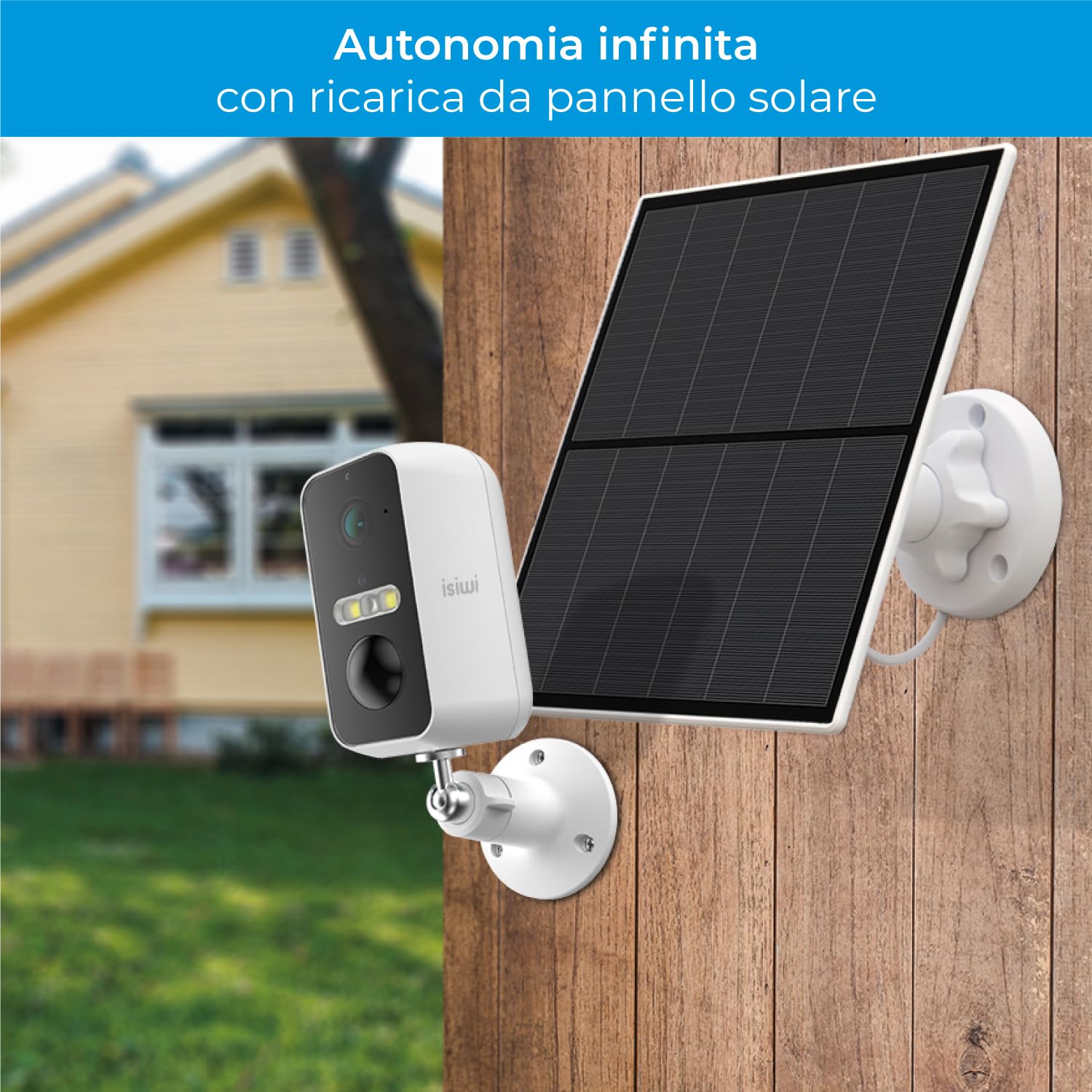 Fri+ Telecamera Sorveglianza Wi-Fi Esterno senza fili a Batteria 5MP con Sirena Integrata, Tecnologia DualLight, Spotlight Notturno, Rilevamento Umano AI, PIR, IP65, Alexa/Google Home, ISW-BBT5M