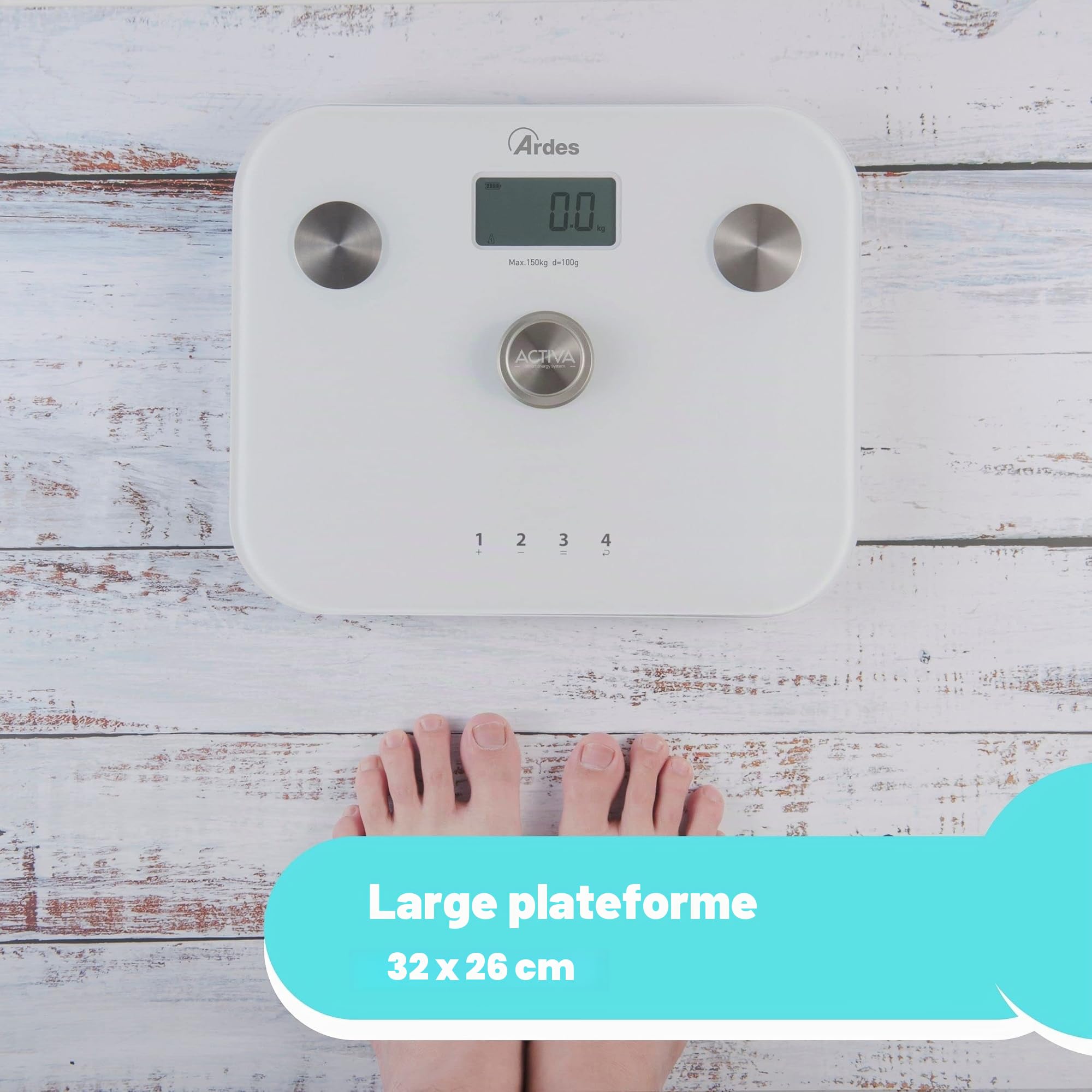 ARDES - Balance Pèse-personne numérique intelligente sans pile Balance Smart Pèse-personne de précision et numérique Balance et pèse-personne intelligent pour calculer le poids et la masse AR2PPBFM