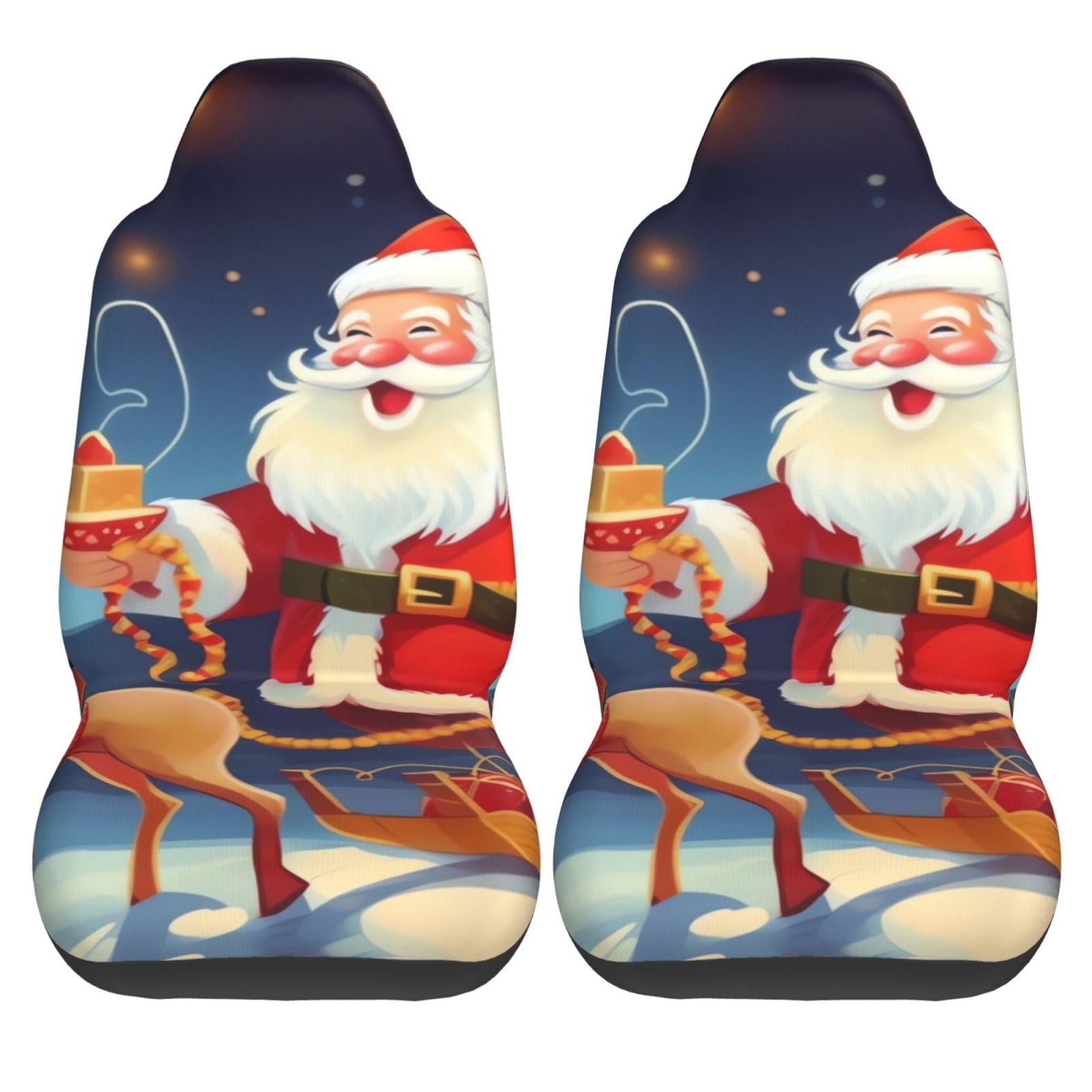 Set di 2 coprisedili anteriori per auto, lavabili, con stampa natalizia, universali, per sedili anteriori, adatti per accessori auto