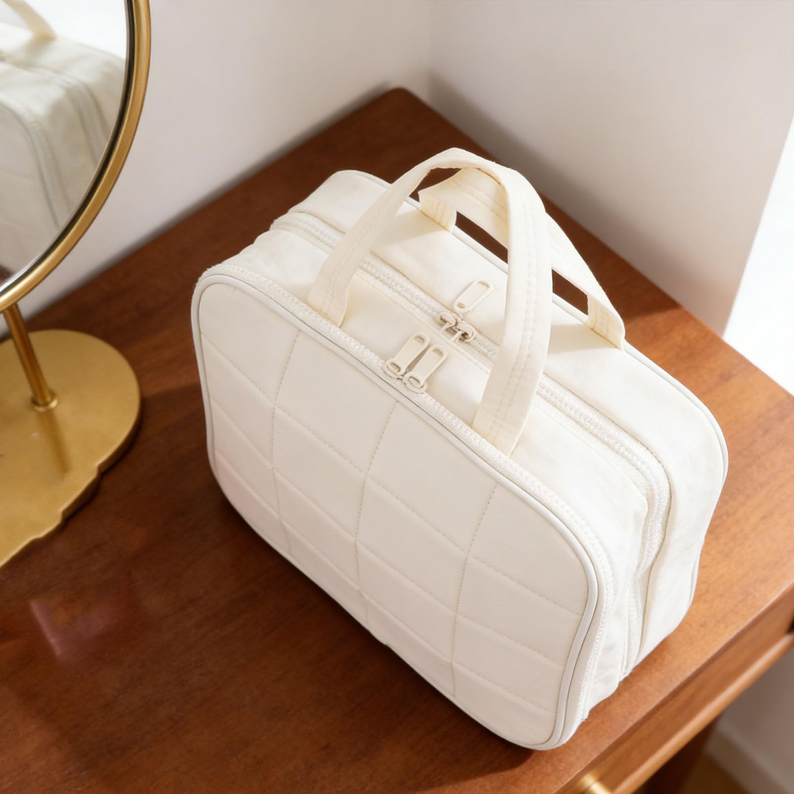 Borsa da Toilette da Viaggio, Borsa da Viaggio Sospesa, Borse per Cosmetici | Grande Capacità, Gancio con Rotazione a 360 Gradi, Organizer Pieghevole per Borsa per Trucco Portatile