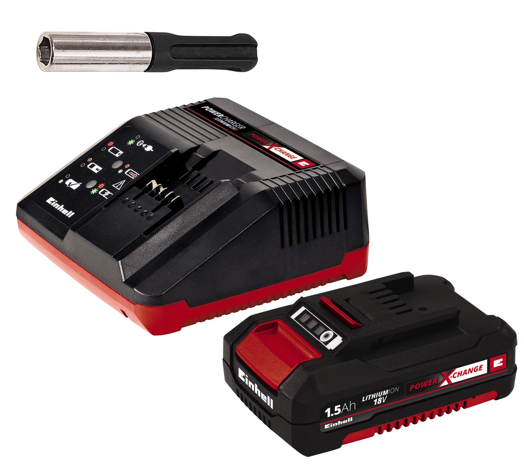 Einhell TE-HD 18 Li Kit Tassellatore a Batteria, 18V, Nero, Rosso, Con Batteria Da 1.5 Ah e Caricabatteria, Set di 4 Pezzi
