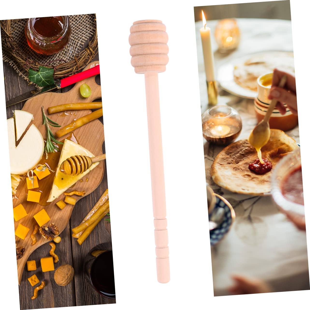 VINTORKY 12pcs Bee Stick Honey Stick Creamed Honey Coffee Stir Sticks Honey Ladle Honey Stirring Spoon Honey Stirrer Honey Tool Honey Spoon Honey Dipper Spoon Drink Wooden Brown re-usable