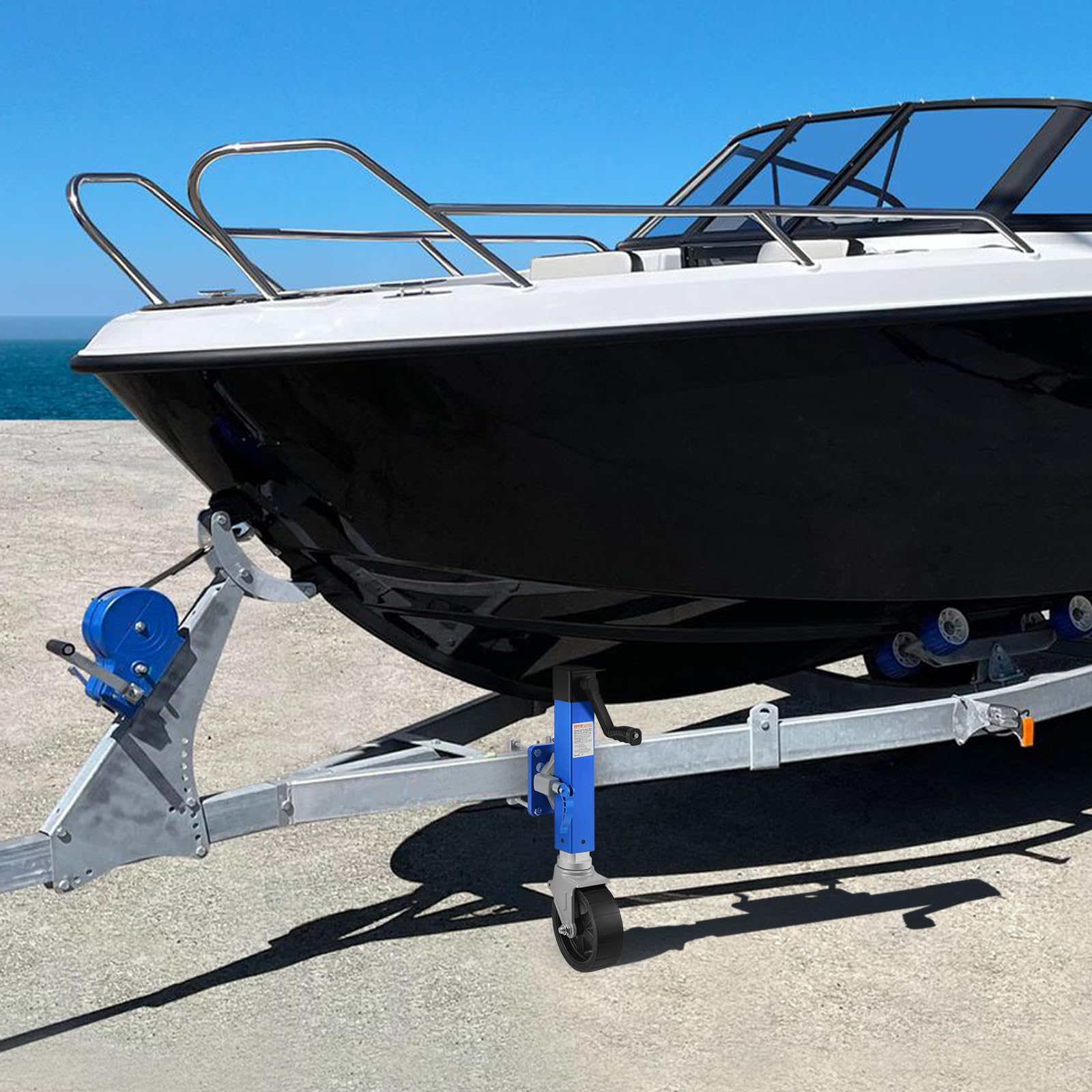 VEVOR Anhängerheber mit Rad, 725kg Anhängerstütze, Drehgelenk-Bootsanhängerheber PP-Einzelrad, 254 mm Hub, anschraubbarer Reiseanhänger mit Griff für Wohnmobil, Boot, Pferdeanhänger, Nutzanhänger