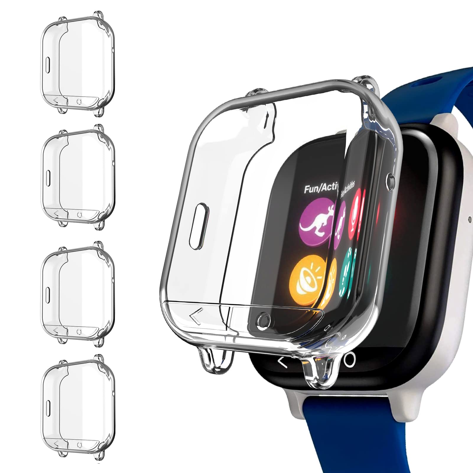 4 Pack Case Compatible for Gizmo Watch Screen Protector for Kids, GEORDGY Overall Protective Case Ultra-Thin Cover Bumper Shell for Verizon Gizmo Watch (Not for Gizmo Watch 2)
