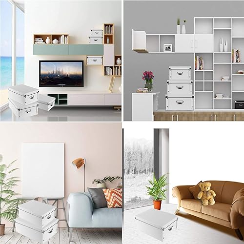 Miniatura 52 de SEEKIND Caja de almacenamiento con tapas y asas decorativas, 3 en 1, a prueba de humedad, plegable para ahorrar espacio, para ropa, cosméticos