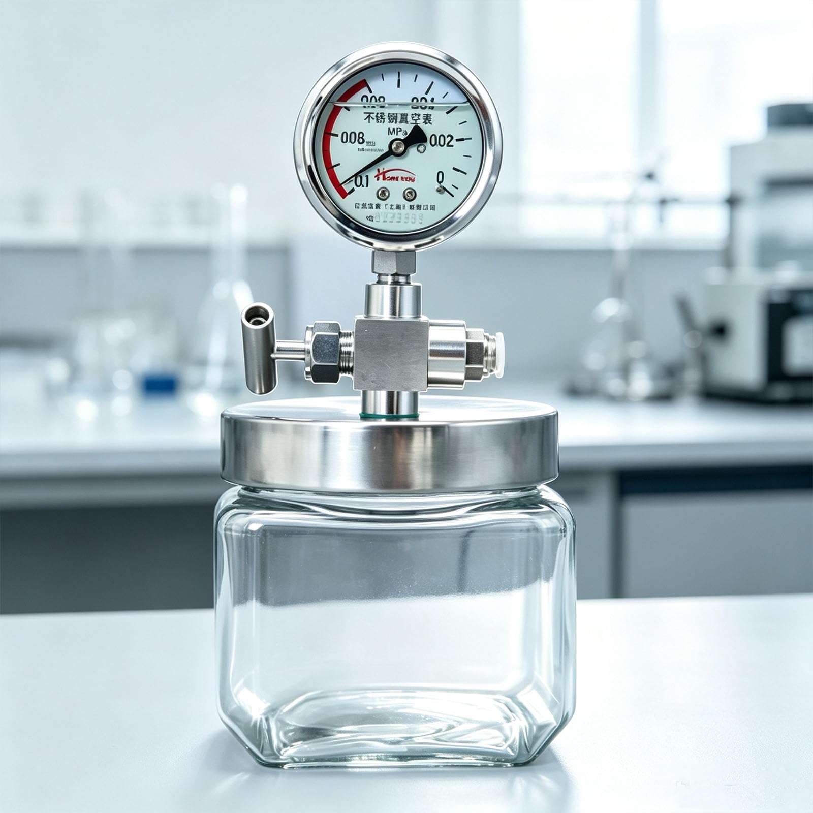 Camera A Vuoto In Vetro, Camera Di Degassamento Sottovuoto Con Manometro, Materiale In Vetro, Facile Da Usare, Per La Conservazione Di Campioni Di Laboratorio, Stoccaggio Di Campioni 800ml