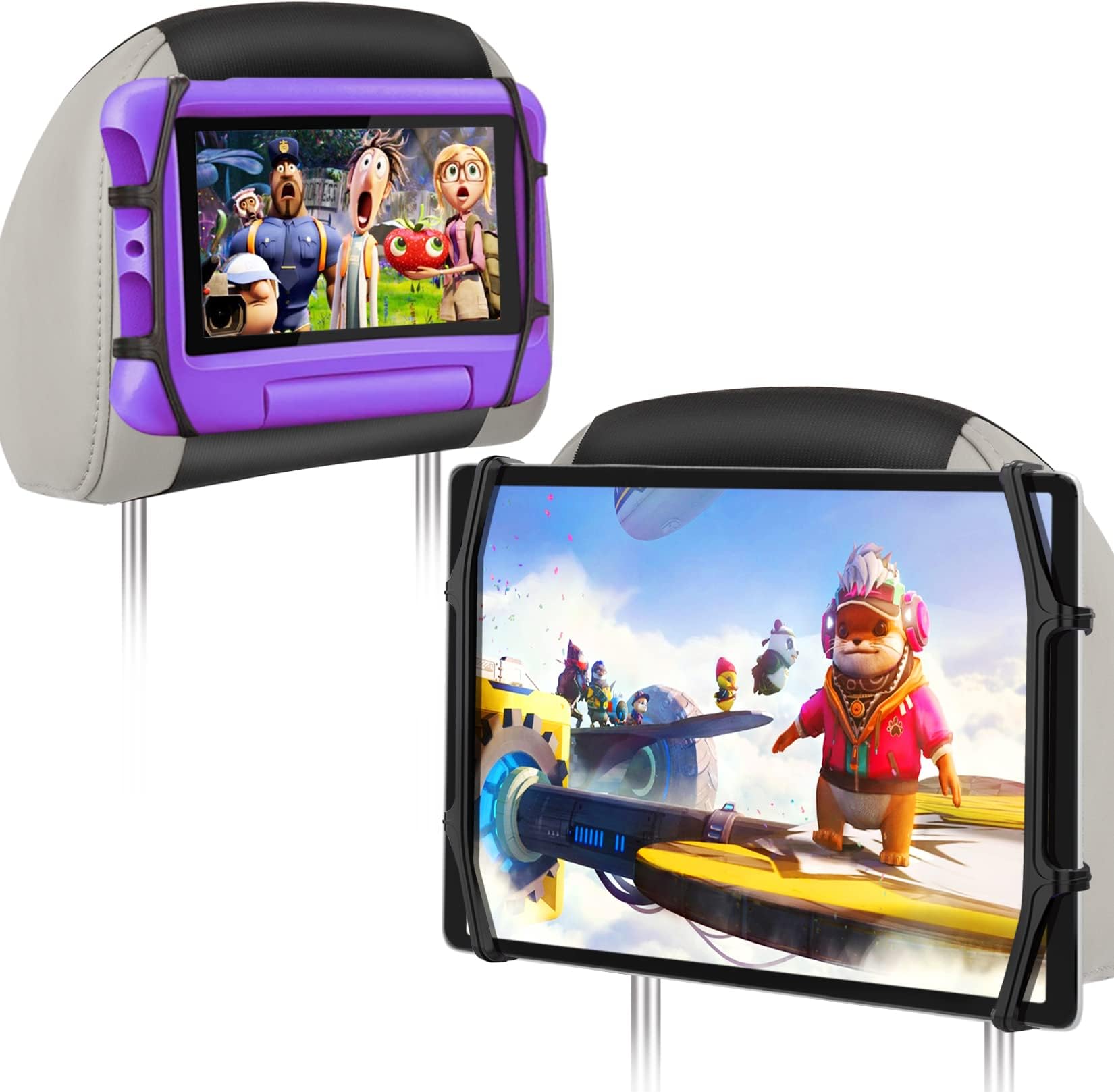 2 Pack Car Headrest Tablet Holder Back Seat Tablet Holder for Car Headrest Mount for Kids Fits All 7-12.9'' Tablets