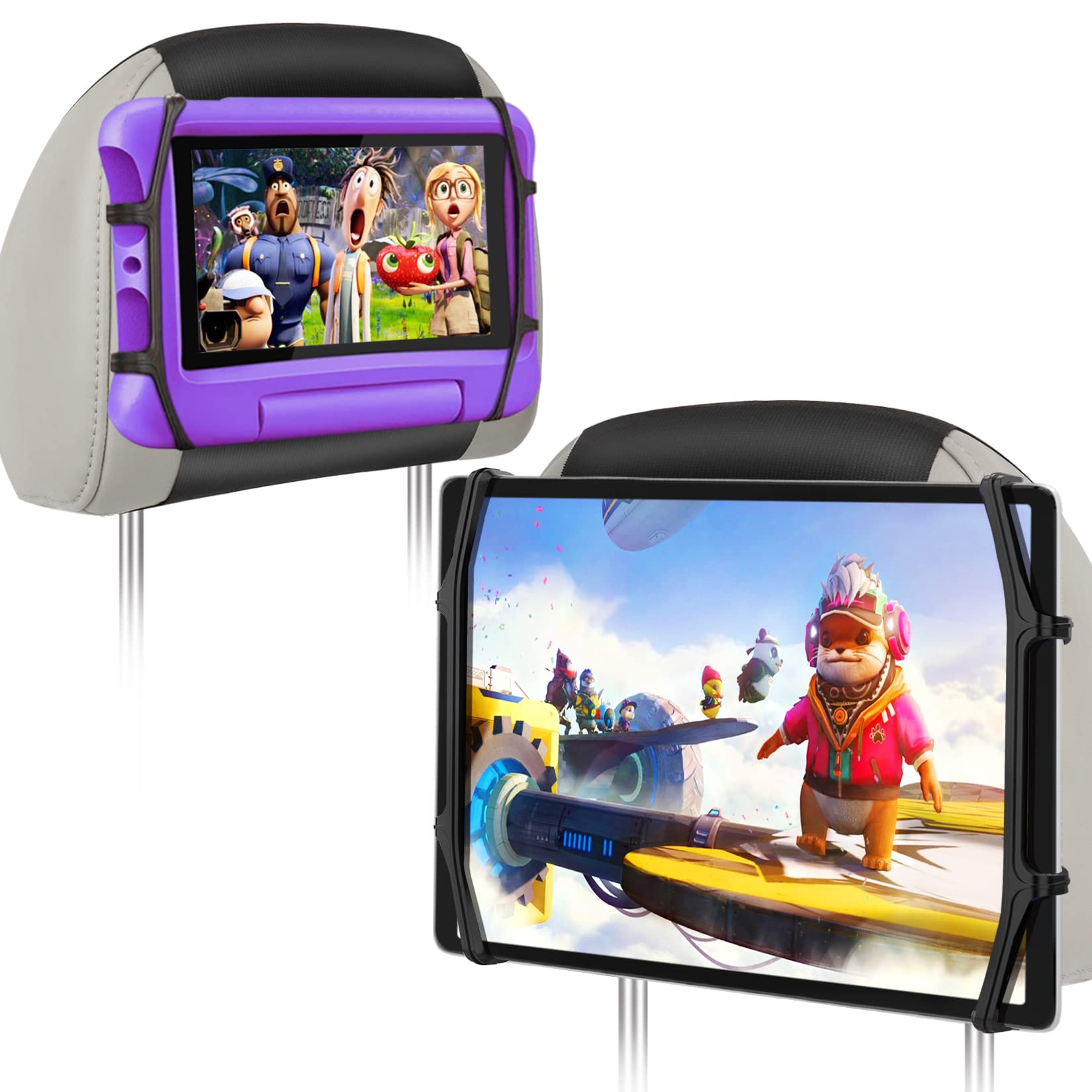 2 Pack Car Headrest Tablet Holder Back Seat Tablet Holder for Car Headrest Mount for Kids Fits All 7-12.9'' Tablets