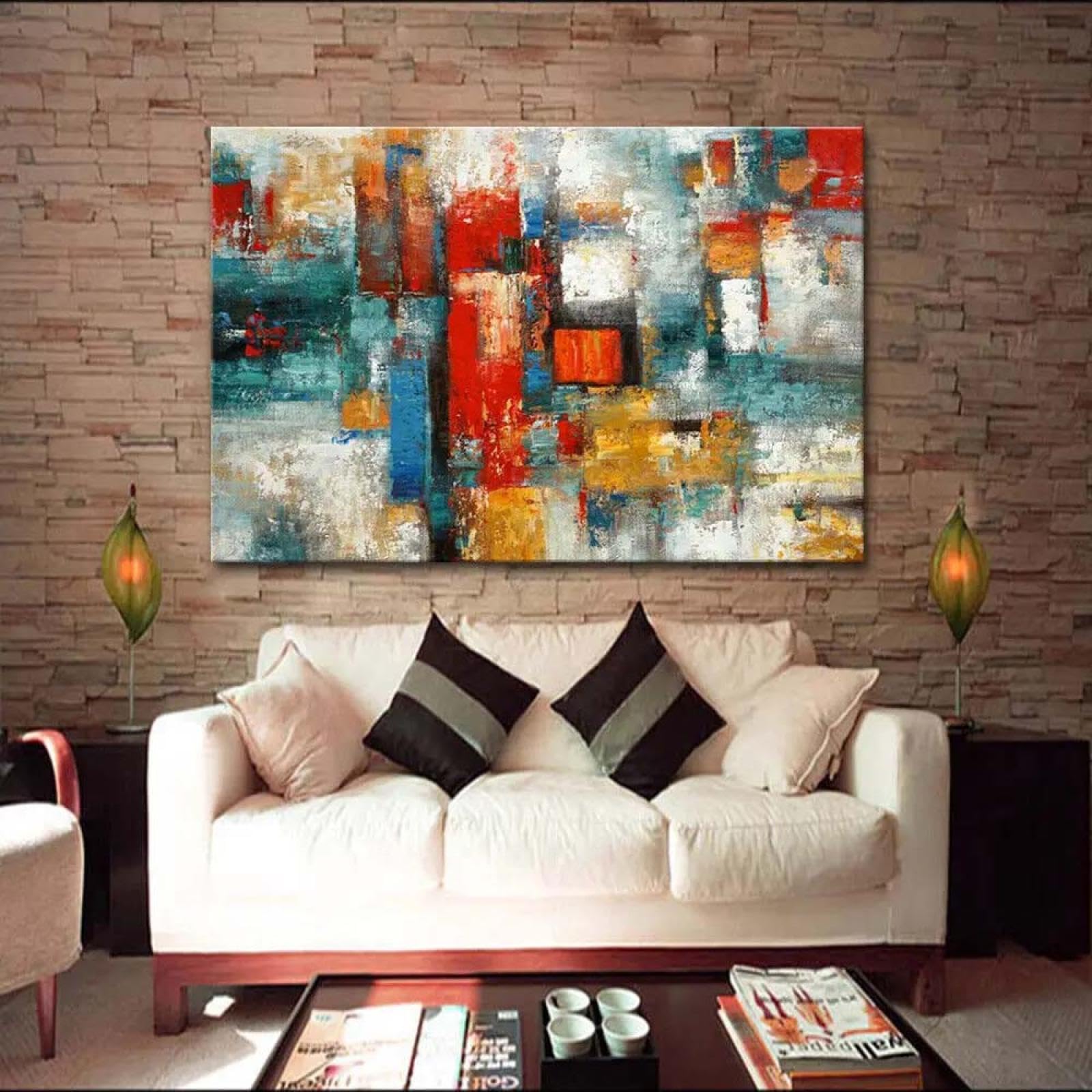 Bilder Abstrakt Bunt Style Leinwandbild 200x100 cm Modern Groß XXL Wohnzimmer Schlafzimmer Wandbild Kunstdruck Wandbilder Canvas Desing Wanddeko Wand Bild auf Leinwand Ungerahmt