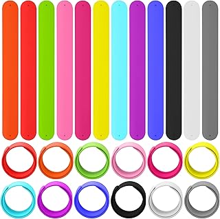Bercoor 24 Pcs Rainbow Silicone Slap Bracelets, 12 Colors Slap Bracelet Wristbands Soft and Safe for Party Decorations Favors