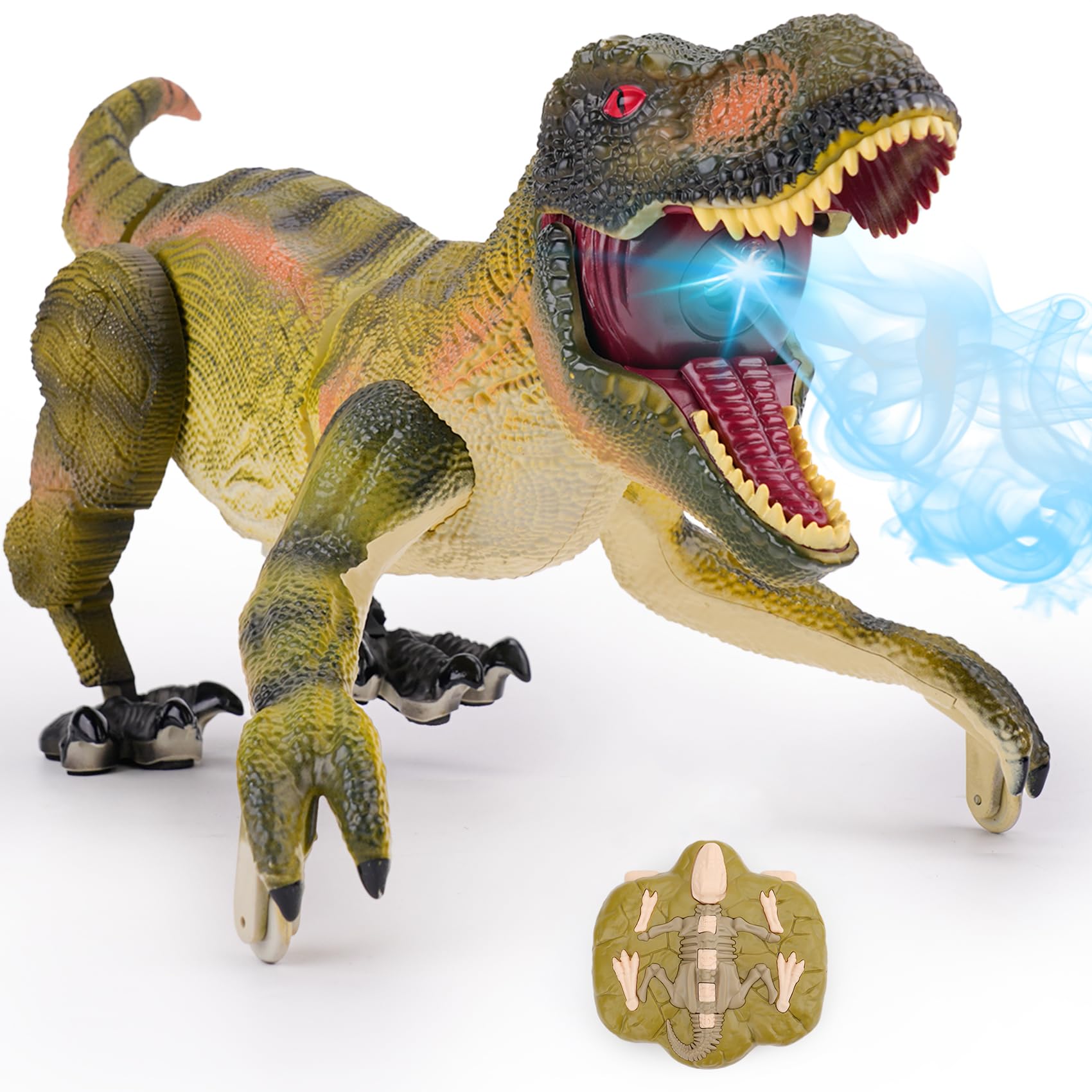 NEXBOX Remote Control Dinosaur Toys for Kids 3-5 5-7 Year Old, Ideas Birthday Gifts for Boys, Big RC Walking T-Rex Dino with Touch Control, Realistic Roar, Spray, Lights