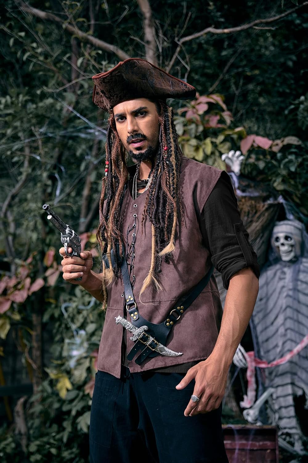 Bbalizko Mens Pirate Shirts Renaissance Viking Steampunk Medieval Lace up Long Sleeve Gothic Celtic Hippie Victorian Costume - Image 4