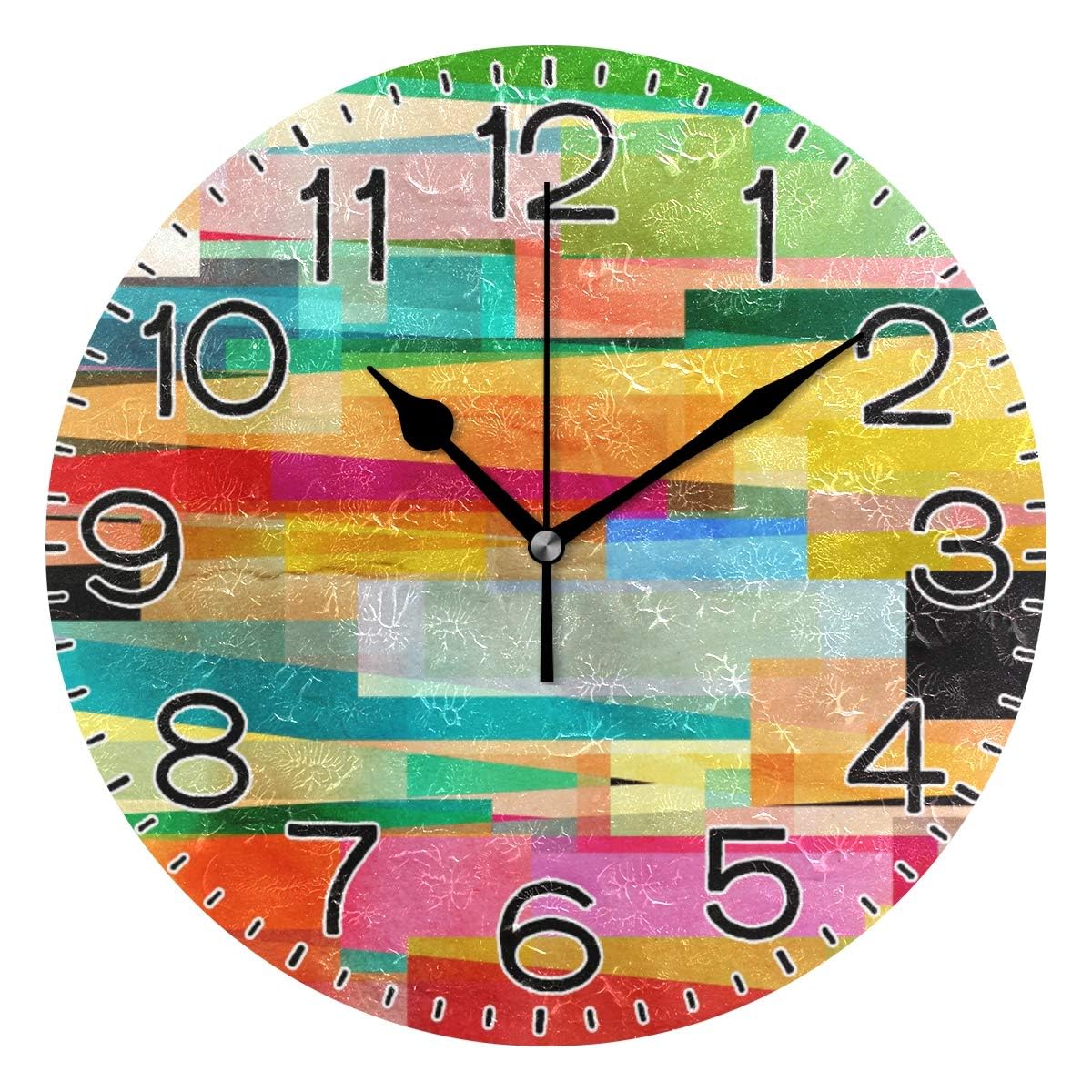 Rainbow Geometric Stripes Wall Clock