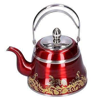 Hot Water Heater Kitchen Cookware Safe Tea Kettle Tea Pot Hotels for Home Kitchens Restaurants(red)