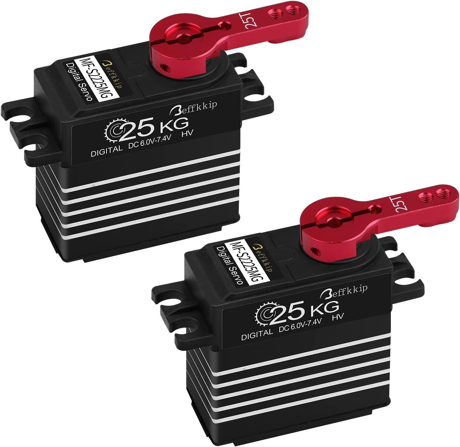 2Pack 25KG Digital Servo Motor High Torque RC Servo Full Metal Gear Waterproof with 25T Servo Arm for RC Car Crawler Robot Control Angle 180°
