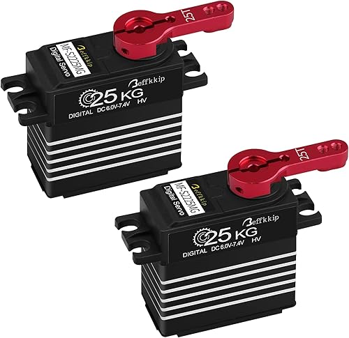 Paquete de 55.1 lbs servomotor digital de alto par RC servo engranaje de metal completo impermeable con brazo servo 25T para RC Car Crawler Robot