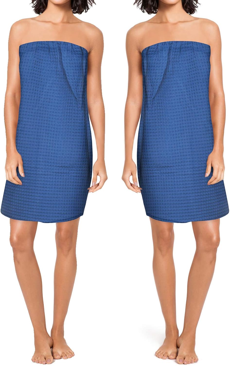 anatolian Women’s Adjustable Waffle Weave Body WRAP for Spa Bath Gym - Made in Turkey (2 Pack Navy)