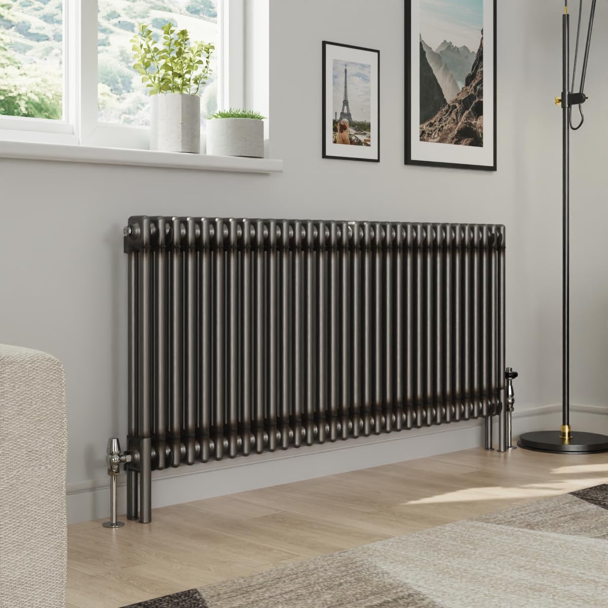 Warmehaus 600x1460mm Raw Metal Traditional Horizontal Radiator Double Column Cast Iron Style Panel Radiator Central Heating