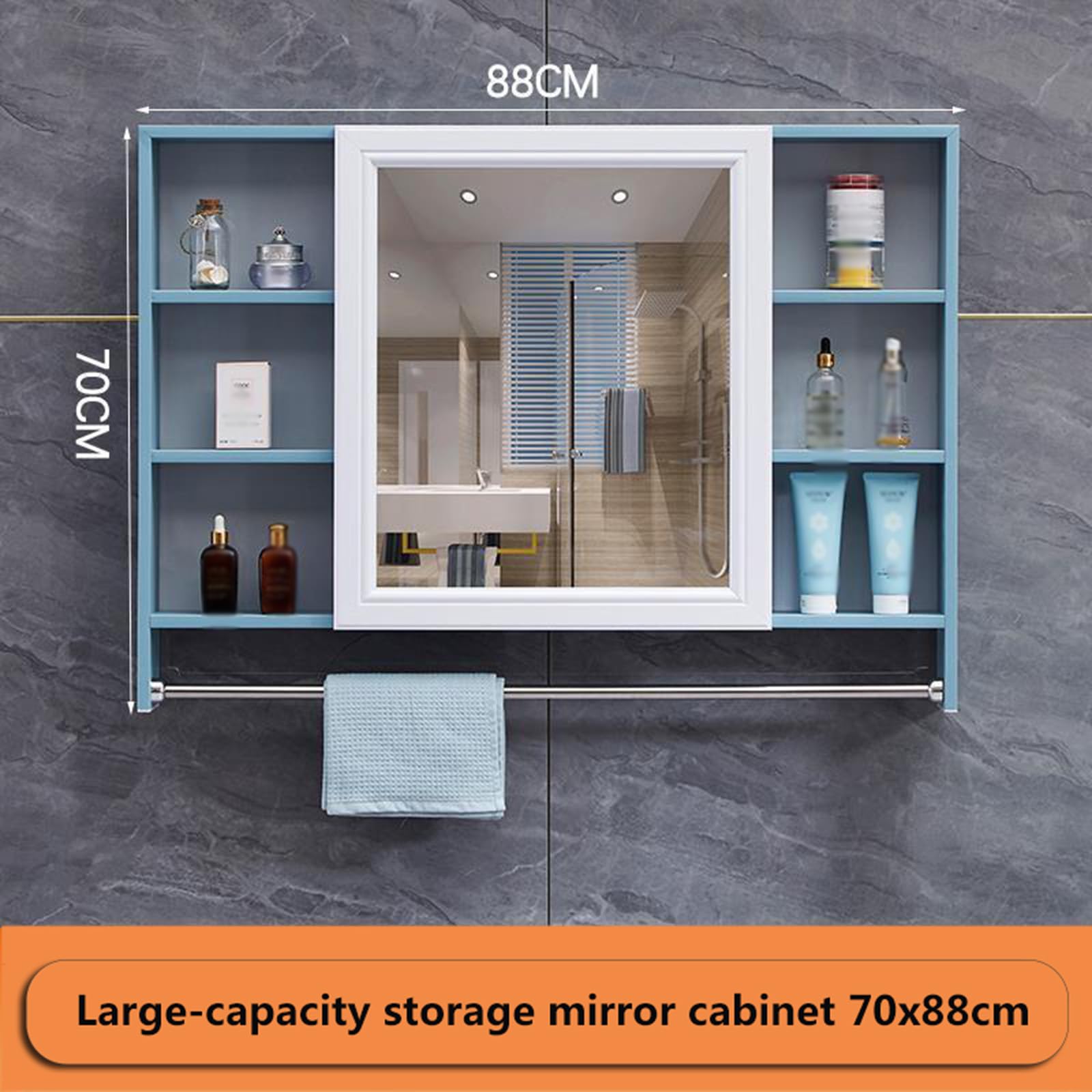 Armario retro con espejo de baño – Almacenamiento abierto de pared doble estante material de fibra de carbono HD especial vidrio elegante gabinete de medicina de baño para espacios modernos.