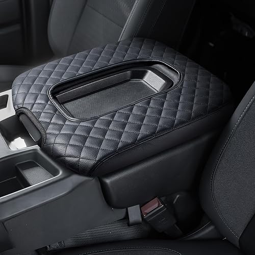 ISSYAUTO Funda de consola central compatible con Silverado Sierra Jump Seat 2019-2024 Funda de cuero para reposabrazos