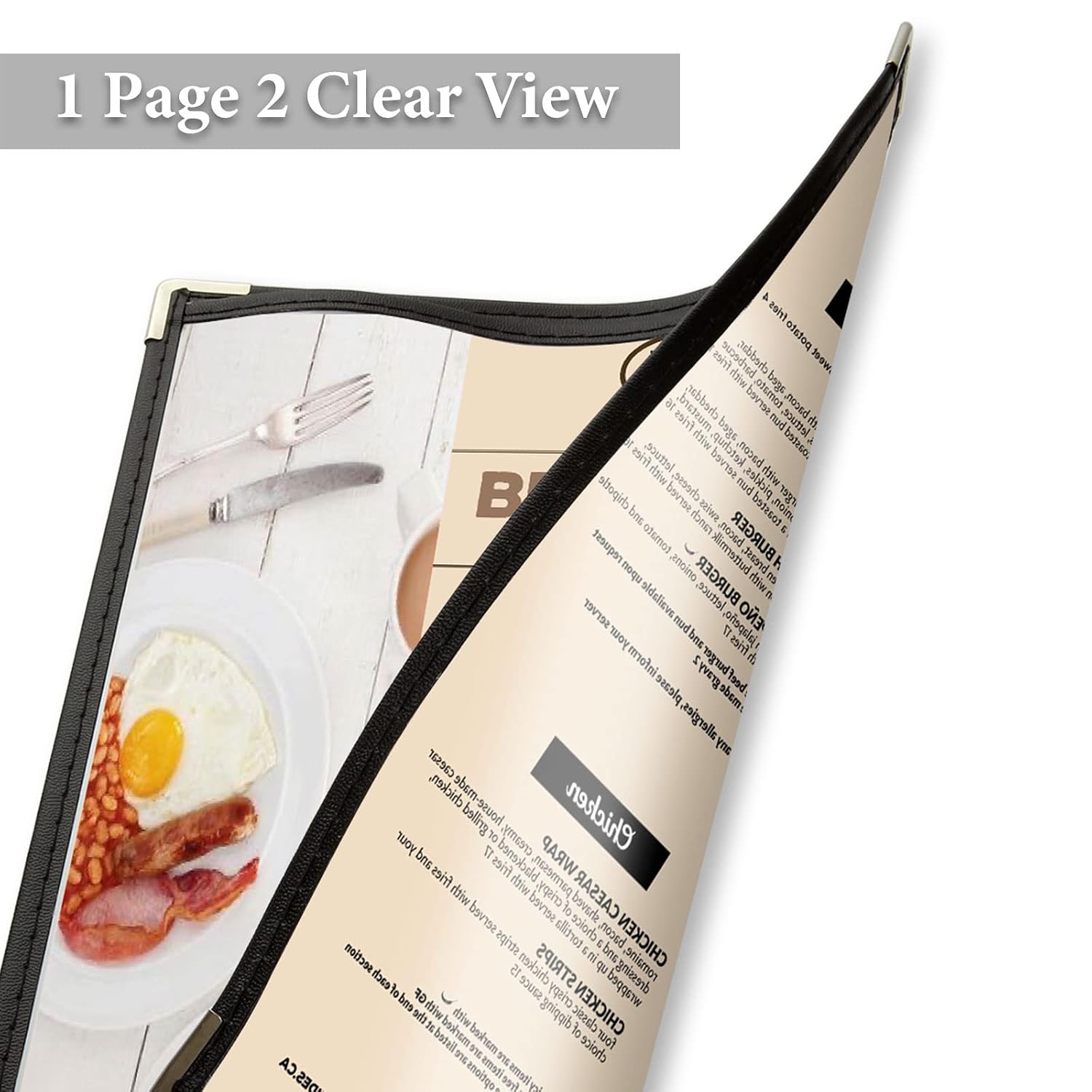 12PCS 8.5 x 14 Inch Menu Covers Single Page 2 View, Transparent Restaurant Menu Holder for Restaurant Bar Cafe (Black)