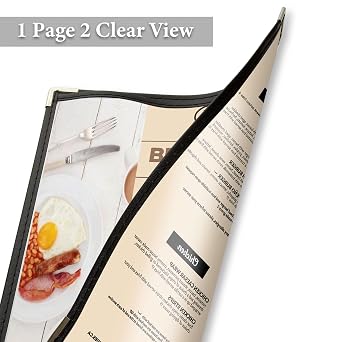 12PCS 8.5 x 14 Inch Menu Covers Single Page 2 View, Transparent Restaurant Menu Holder for Restaurant Bar Cafe (Black)