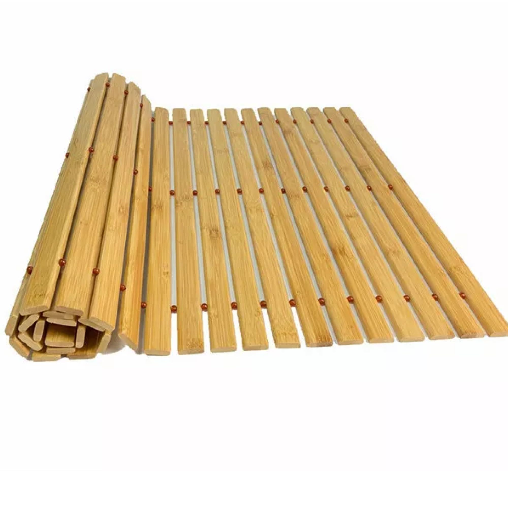 Luxury 80 x 50cm Bamboo Slatted Rectangular Wooden Folding Duck Board Non Slip Shower Mat Use Kitchen Bedroom Toilet Wooden Board
