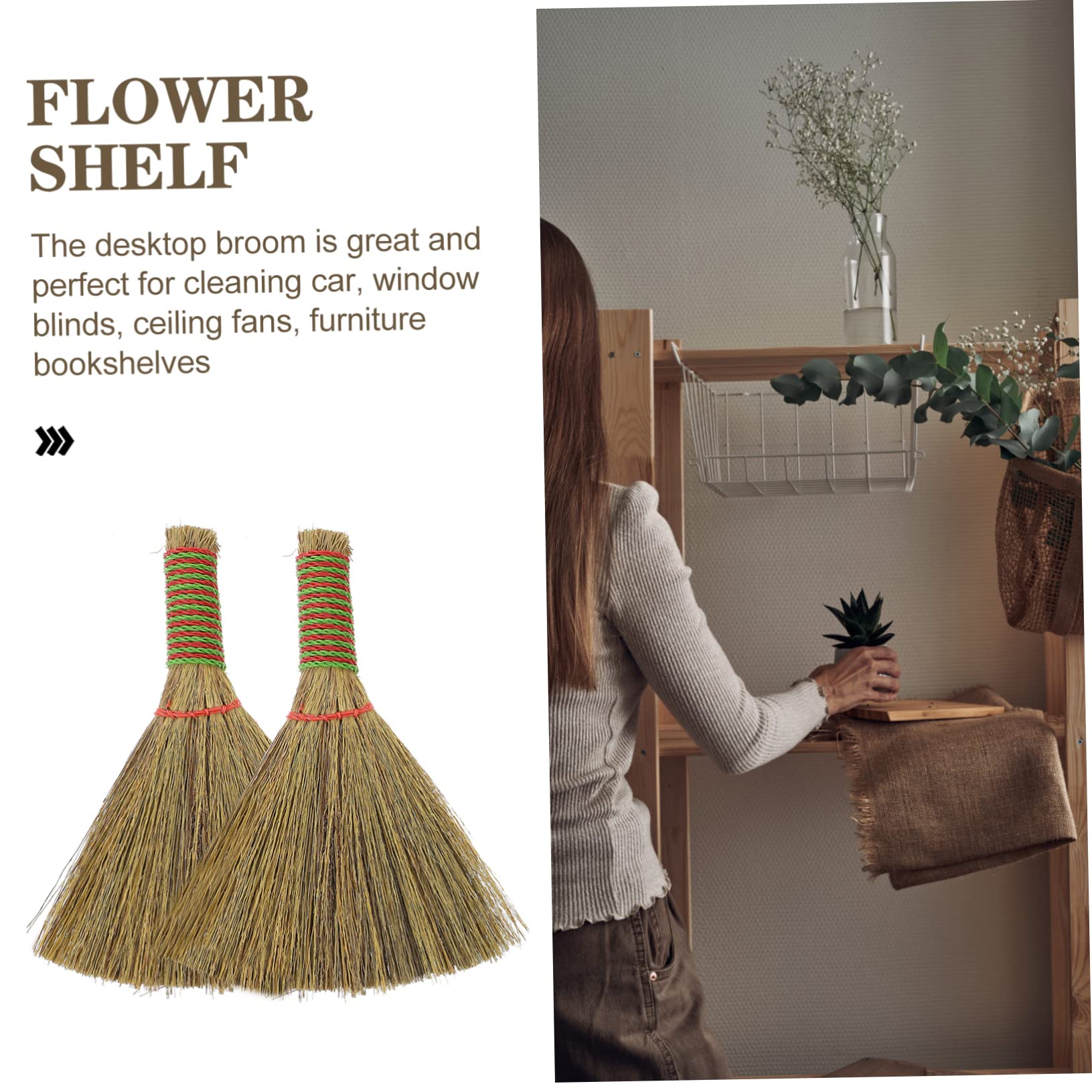 Didiseaon Small Desktop Dust Brush Broom Lightweight Cleaning Broom Straw for Desk Handmade Household