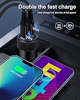 Vista 6 de Cargador de coche USB C súper rápido para iPhone 17 16e 16 15 Pro Max, adaptador de encendedor de coche Pd C a C, cable de carga rápida, cables tipo