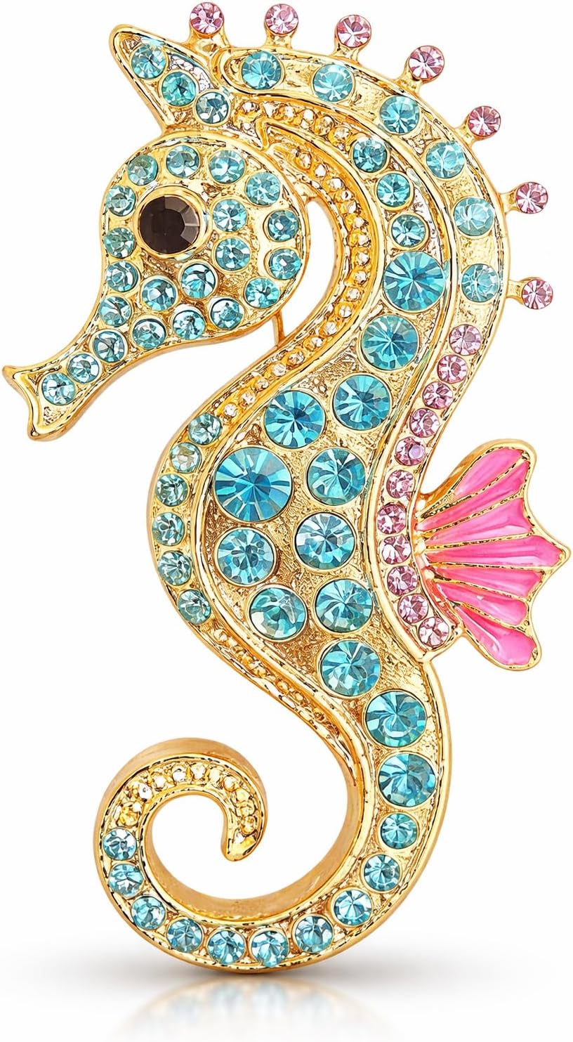 Seahorse Brooch Boho Pin Charm Jewelry Gift for Women Men Teens Ocean Spirit Accessory Trendy Statement Piece for Beach Lovers and Sea Life Fans