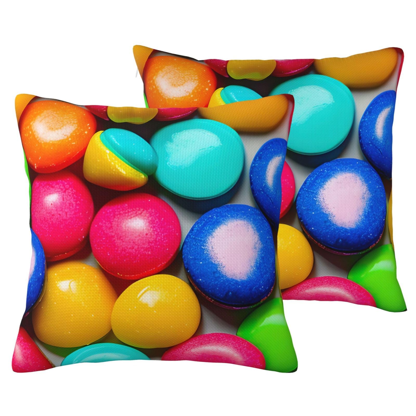 Housse de coussin lin à motif bonbons avec finitions haut de gamme pour canapé