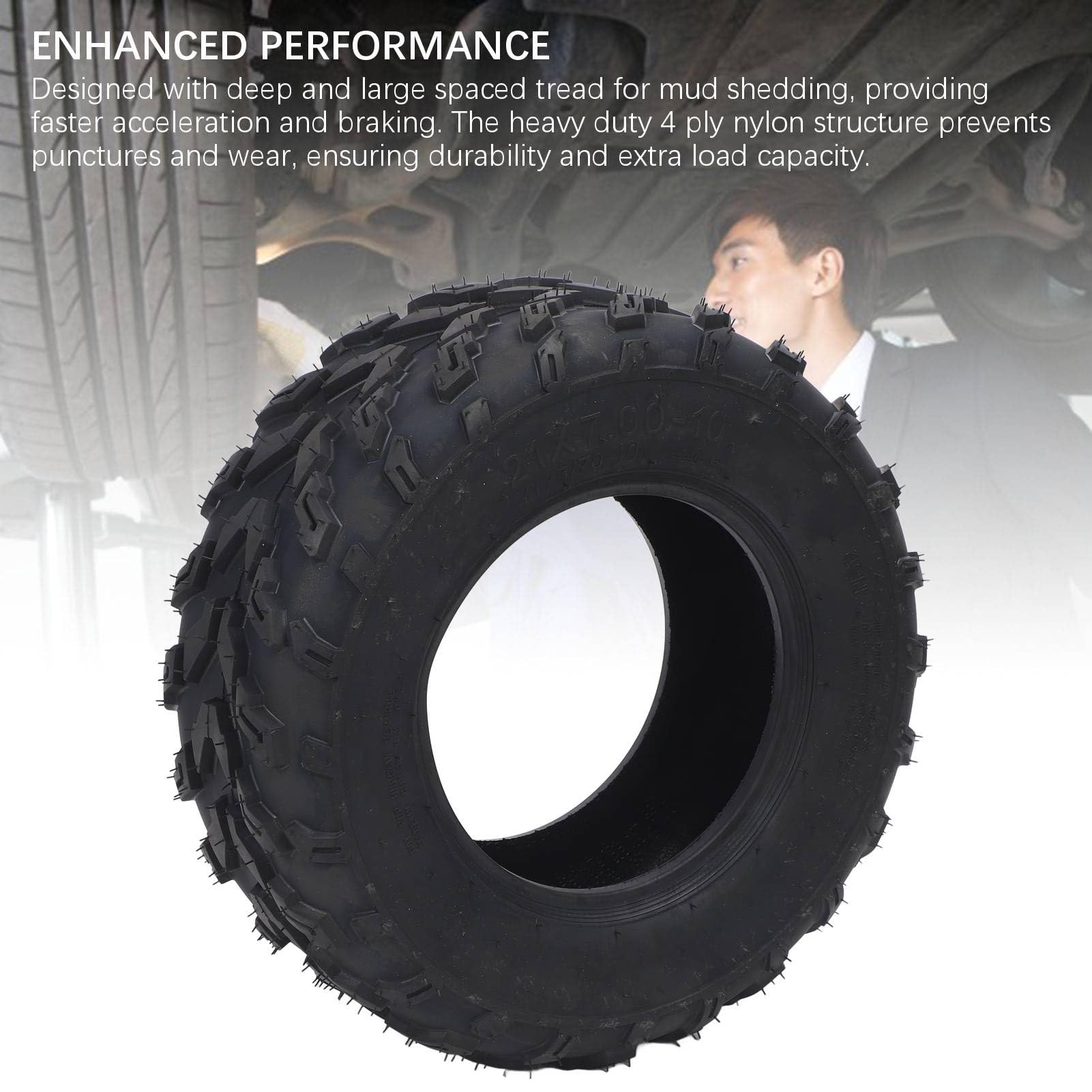 Opony 21x7 do 10, Opony ATV UTV, Przednie Tylne Quad Sportowe z doskonałą kontrolą Przyczepności i Trakcji, głębokość Bieżnika 10 Mm, 4 -warstwowe Nylon, Projekt Zrzucania Błota