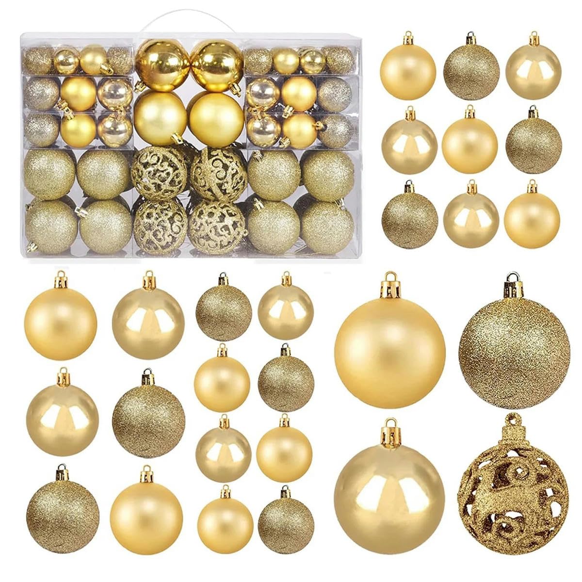 100 Stück Weihnachtsdeko-Kugeln, Weihnachtskugeln für den Baum, Partyzubehör, Weihnachtsschmuck, Kugeln, Roségold