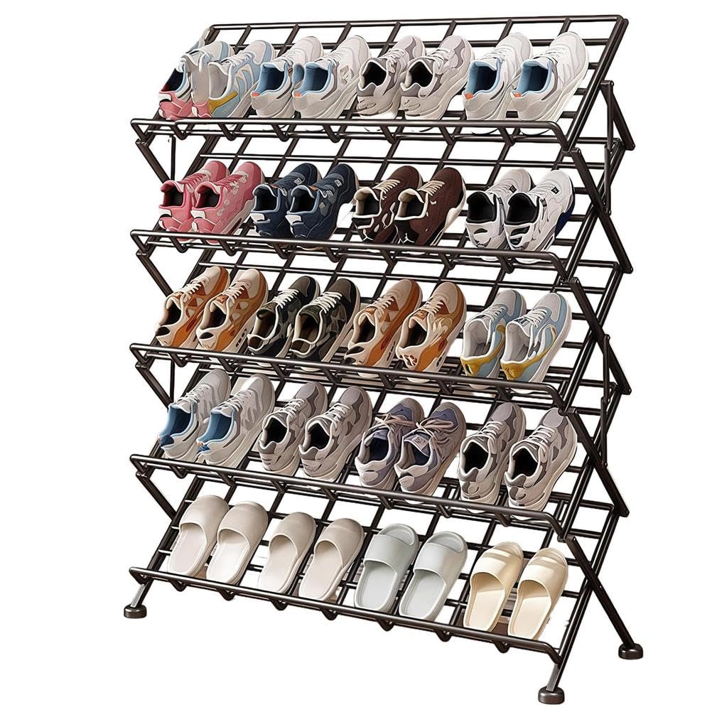 Étagère à chaussures pliable en métal pour couloir et chambre