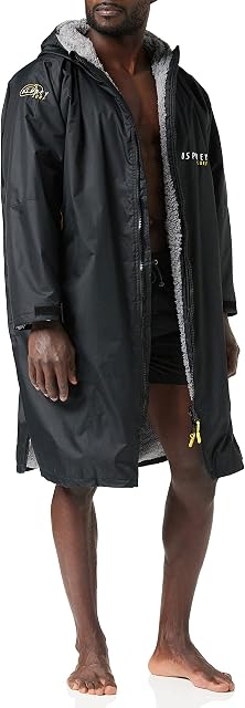 Osprey Unisex's Adult Changing Robe | Surfing and Swimming, with Sherpa Fleece Fabric, Waterproof and Windproof, Black, Medium