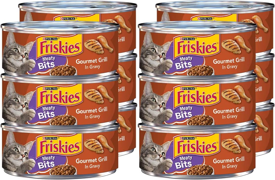 Friskies Purina Meaty Bits Adult Canned Wet Cat Food, Gourmet Grill Gravy, 5.5 OZ