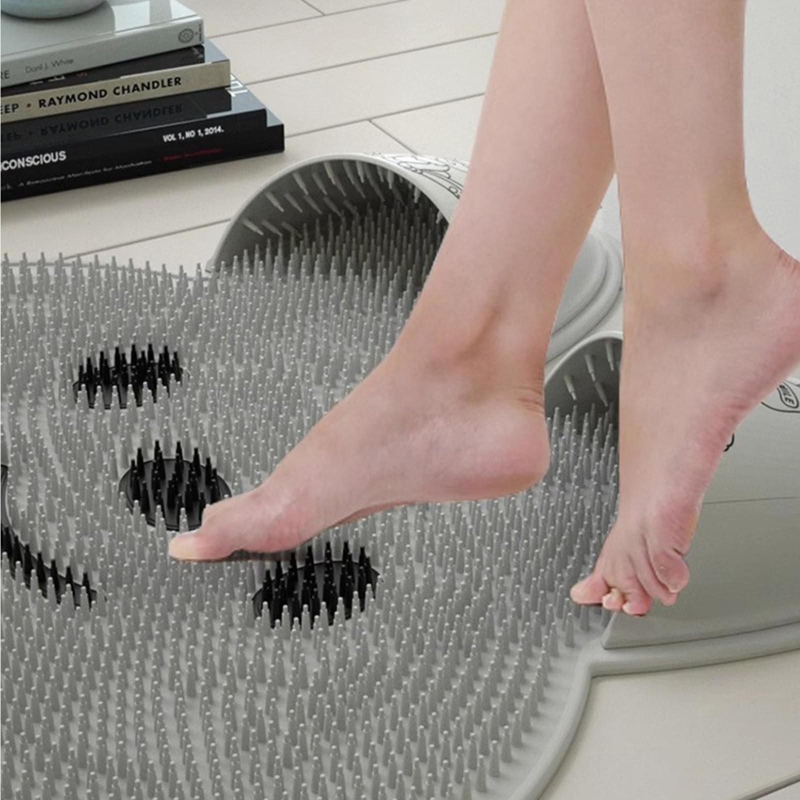 Cepillo de pies para ducha, masajeador de ducha, almohadilla de masaje de baño de silicona, almohadilla de masaje para pedicura, masaje, limpieza de suelas