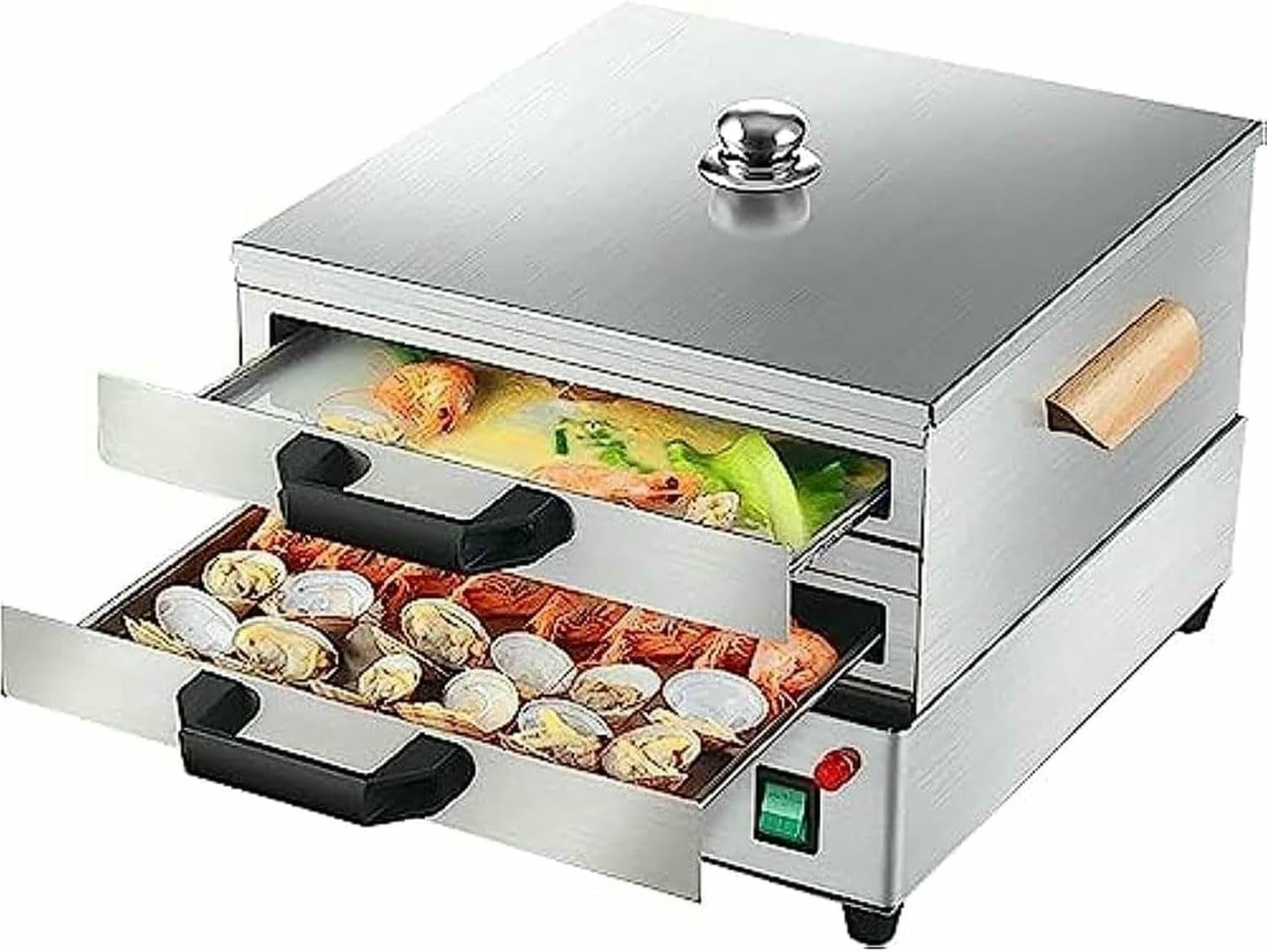Macchina elettrica per rotoli di pasta di riso, vaporizzatore multifunzionale per vermicelli, design a 2 strati in acciaio inossidabile per ricette della cucina cinese