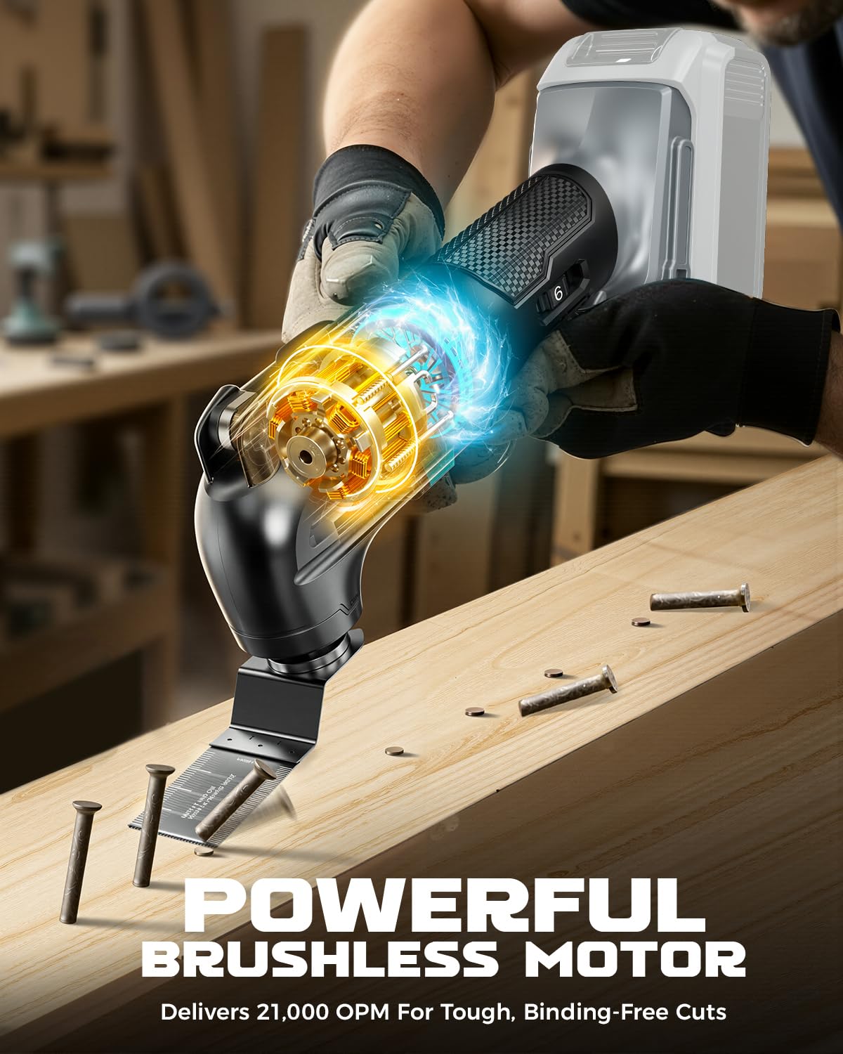 Herramienta oscilante inalámbrica para batería Dewalt de 20 V, herramienta de motor sin escobillas de 6 velocidades variables, kit de herramientas oscilantes para cortar clavos de madera, yeso, quitar