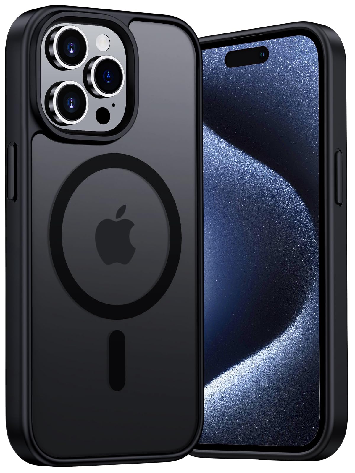 Aunote Cover per iPhone 15 Pro 6,1 Pollici Compatibile con MagSafe Custodia Antishock, Retro Opaco Resistente ai Graffi e Magnetica - Nero