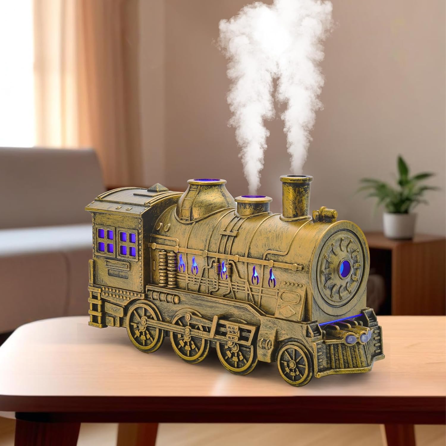 Train humidifier, 300ml Train Diffuser for Bedroom, Remote Control Aromatherapy Diffuser, Ultrasonic Cool Mist Humidifier with 2 Lighting & 2 Mist Modes Auto Shut-Off for Office Bedroom