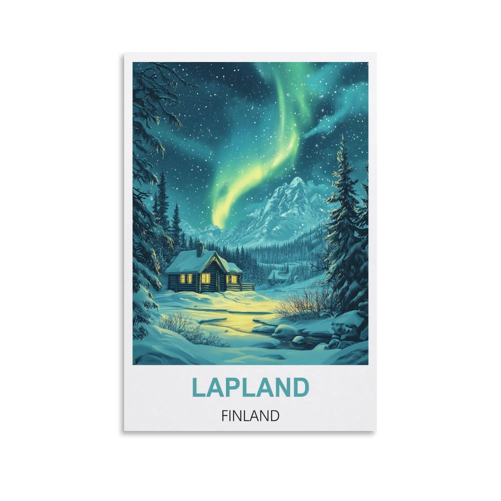 NHGEQAA Lapland Finland Vintage Travel Poster 08x12inch(20x30cm) Canvas Wall Art Print Picture