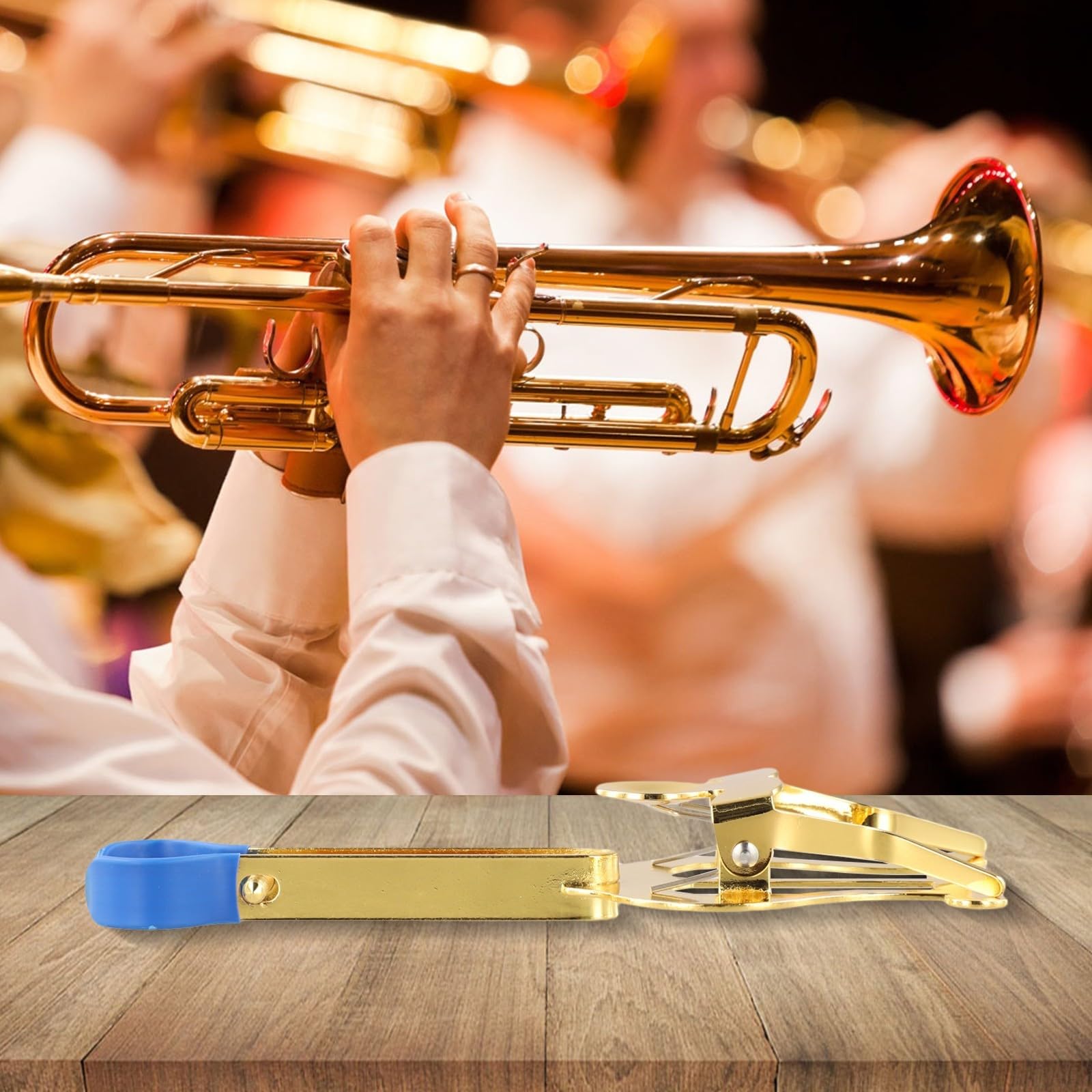 Kompakt und tragbar für Trompete Marsch Notenständer Lyre aus Metall geeignet für Marschband und Konzertnoten (Gold)