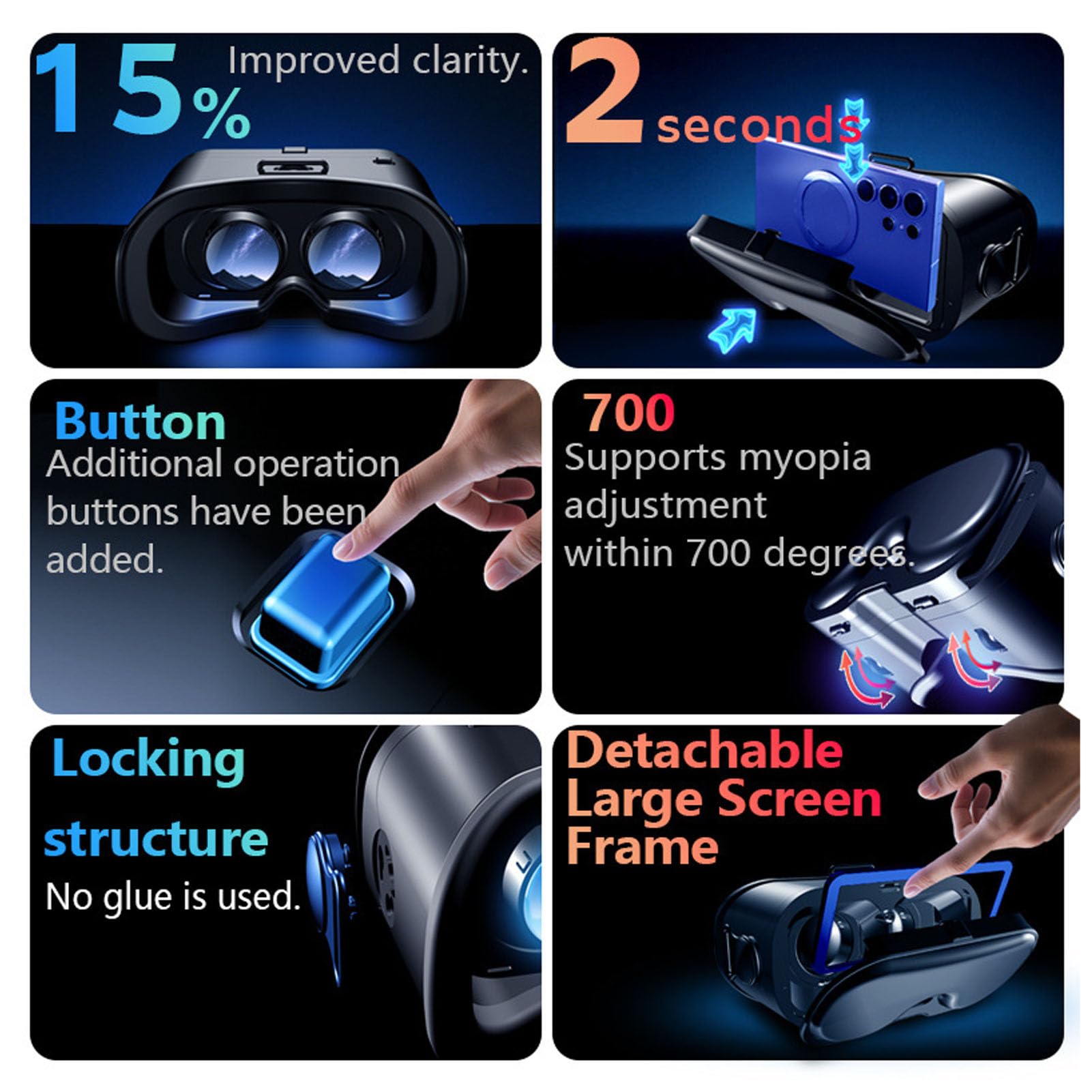 XUMIUZIY Cuffie VR per Telefono, Occhiali 3D VR con Controller Bluetooth, Lenti HD Anti-luce Blu FOV 120° e Ingranaggi Regolabili, Cuffie realtà Virtuale 3D per Telefono da 5-7 Pollici