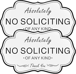 Absolutely No Soliciting of Any Kind Signs,(2 Pack) RAMIEYOO Designer Acrylic Smoke Free Signs,Double Sided Tape,Easy Installation,Great for Home,Buiness,Indoor/Outdoor Use