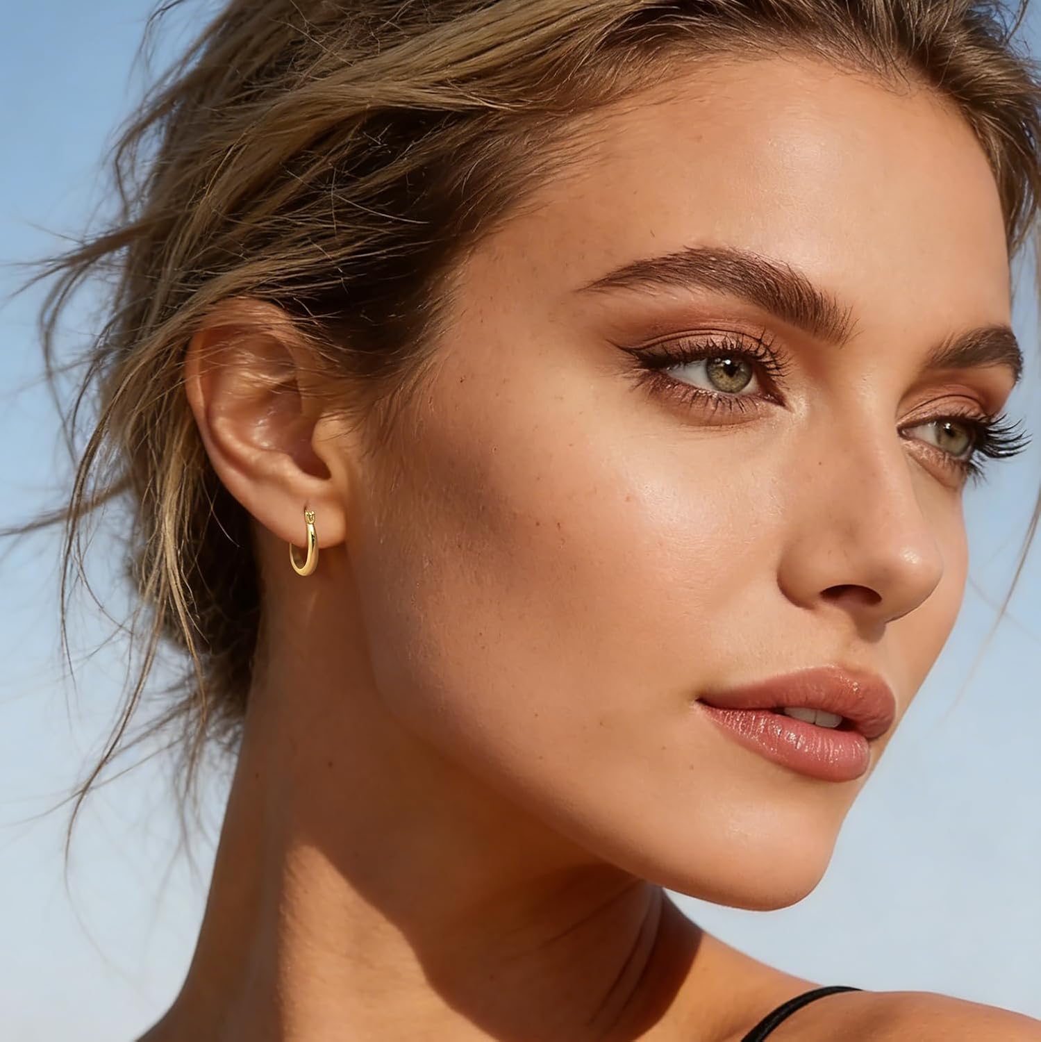 Gold Earrings for Women 14K Gold Hoop Earrings for Women Gold Hoop Earring for Womens Hoops U-shaped Playful Twist Hoops Earring for Womens 16/25/30/35mm