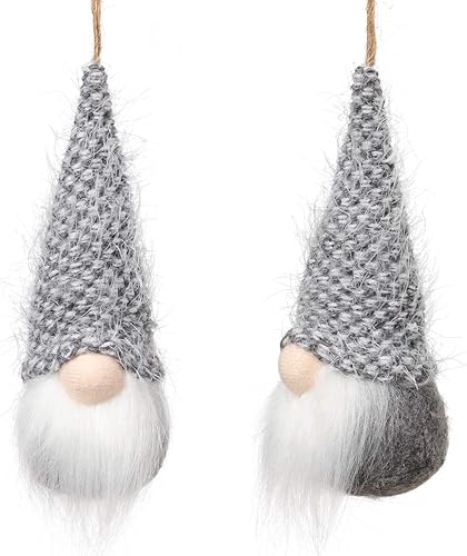 Miniatura 3 de Juego de 10 gnomos colgantes para árbol de Navidad, gnomos de felpa suecos hechos a mano, Papá Noel, elfo, decoración para el hogar, decoración