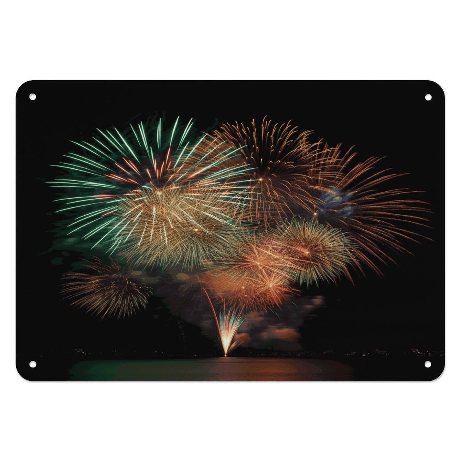 Fodpand Style Fireworks Retro Vintage Metal Tin Sign,Wall Art Decor Garden Plaque Poster For Bedrooms Yard Bars Pubs Patios Porches 7.9X5.5 Inch