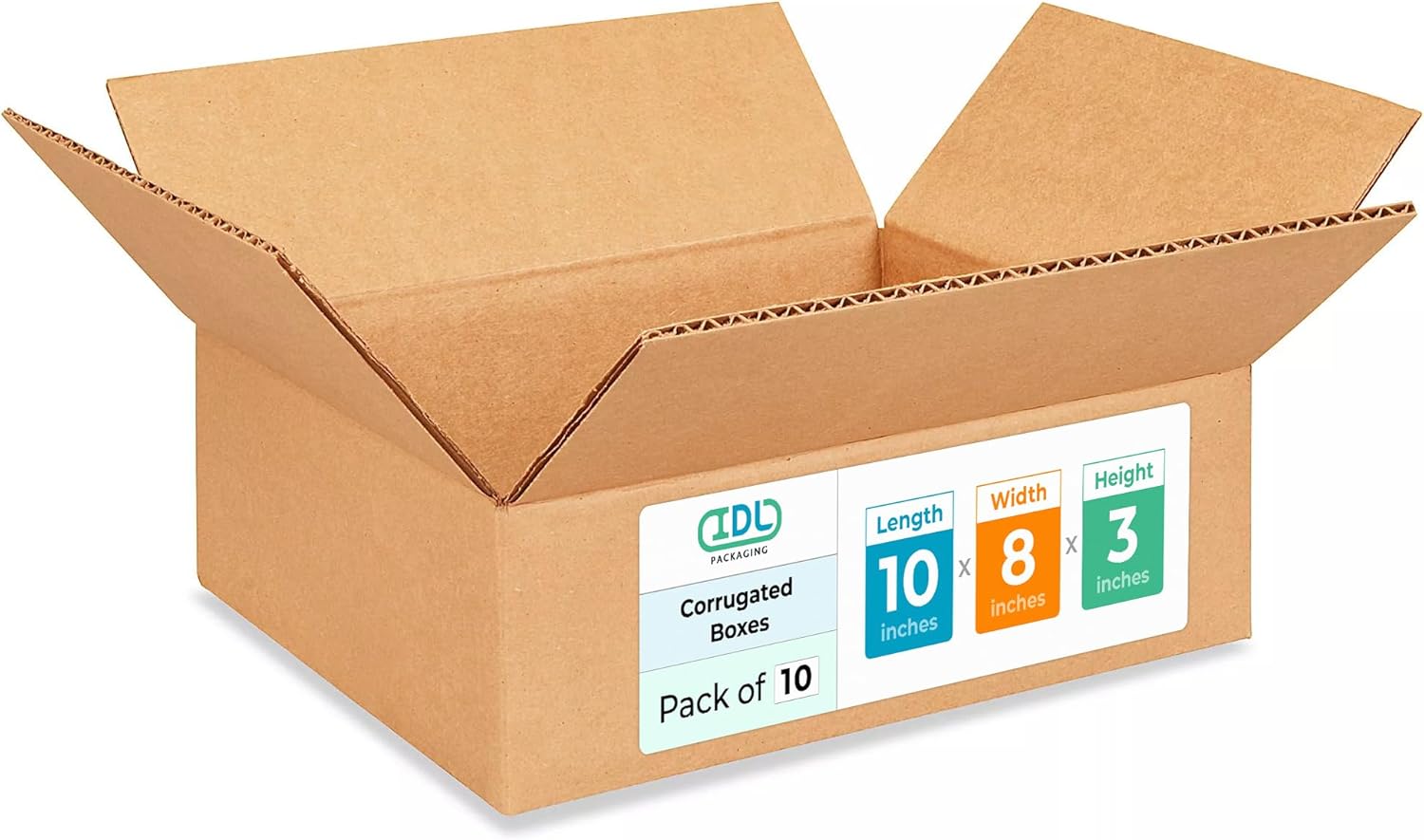 Medium Moving & Shipping Boxes 10x8x3 inches (10-Pack) - Extra Strength 200 lb vs Regular - Corrugated Packing Box, Made in USA - Corrugated Box - Heavy Duty Shipping Box by IDL Packaging